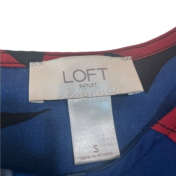 LOFT Bold Floral Ruffle Sleeve Keyhole Back Elasticized Cuffs Business Casual S - Picture 5 of 14